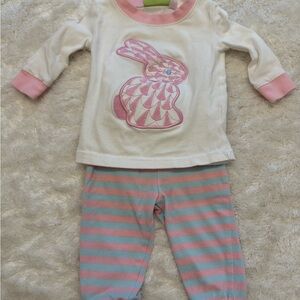 Girls Bunny Applique Pajama Set - Pink & Blue
